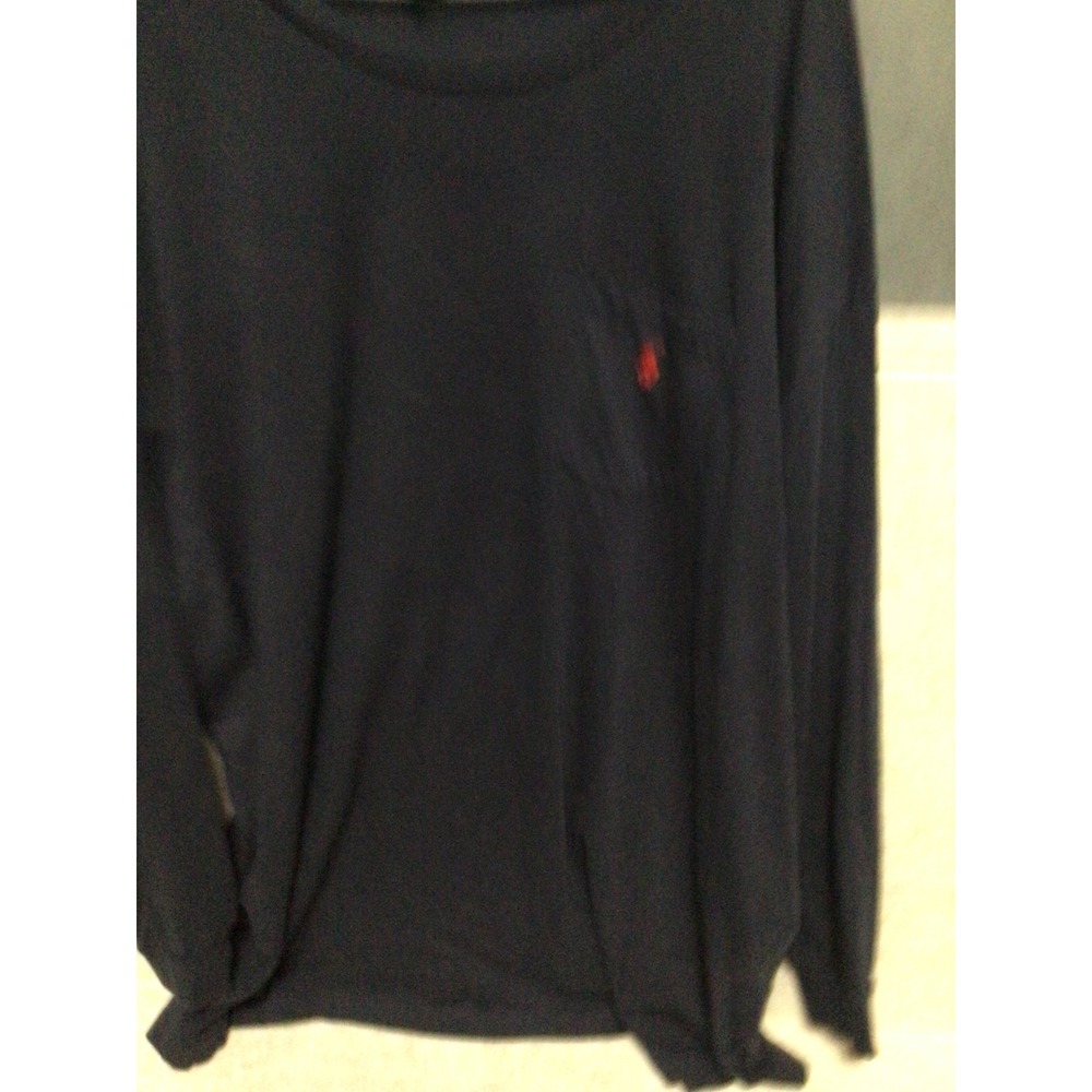 Polo Ralph Lauren Mens Navy Blue Long Sleeve Pocket T-Shirt
 Red Pony Cotton